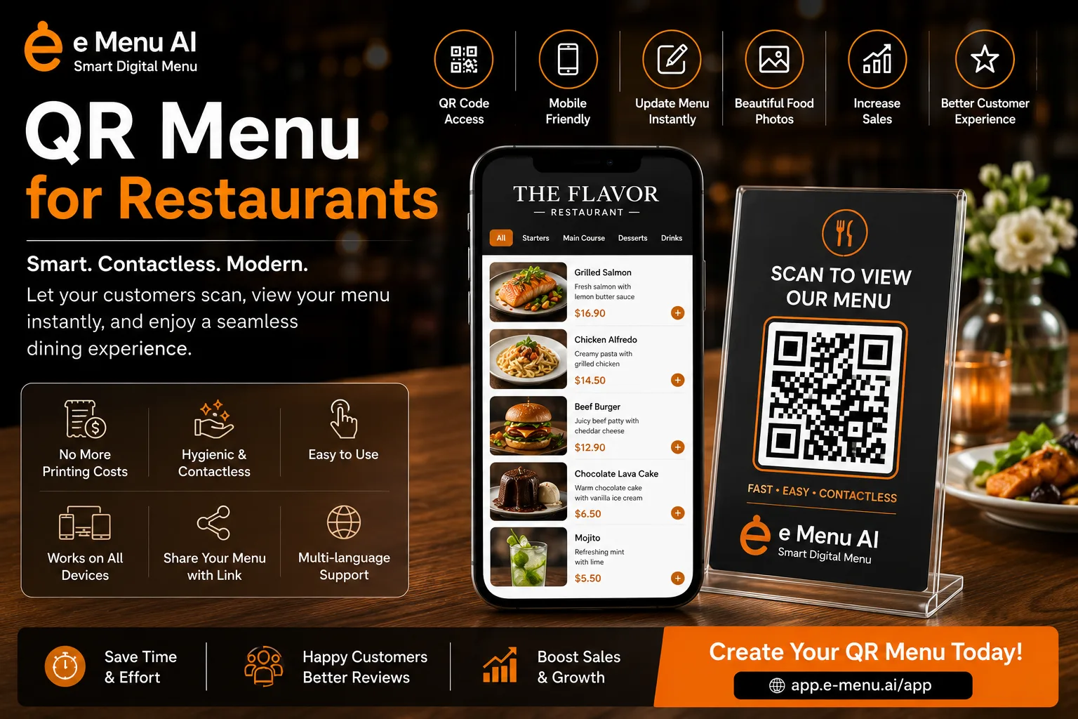 QR Menu for Restaurants | Create a Smart Digital Menu with E-Menu AI